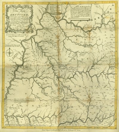 Map of Kentucke, Engraved by Henry D. Pursell, Printed by T. Rook, Philadelphia, 1784 by John Filson