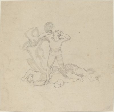 Figure Standing over Corpses, Blowing a Horn by John Flaxman