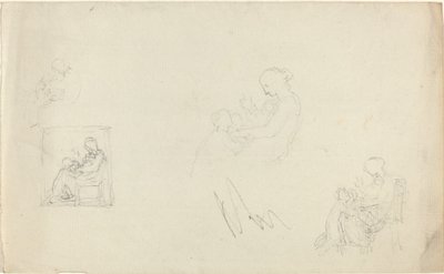 Four Studies of a Seated Woman with Children at Her Feet by John Flaxman