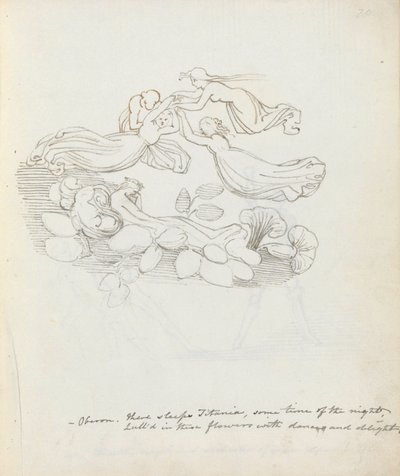 Oberon. There sleeps Titania, some time of the night... by John Flaxman