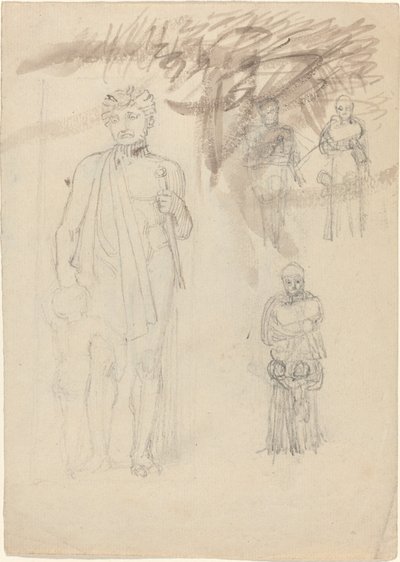 Sheet of Studies, including Warrior with Child (recto and verso) by John Flaxman