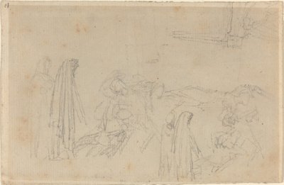 Sketches with a Hooded Figure (Virgil and Beatrice?) by John Flaxman
