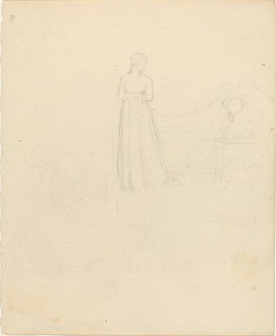 Standing Female Figure Looking at Reclining and Seated Figures by John Flaxman