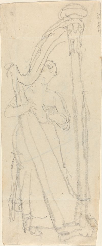 Woman Playing a Harp (Lavinia Banks?) by John Flaxman
