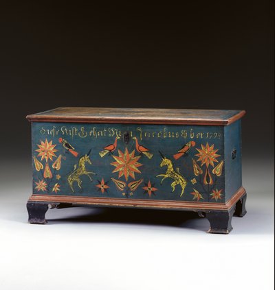 Decorated lift-top chest made for Jacob Ober, Rapho Township, Lancaster County, Pennsylvania, USA, 1794 by John Flory