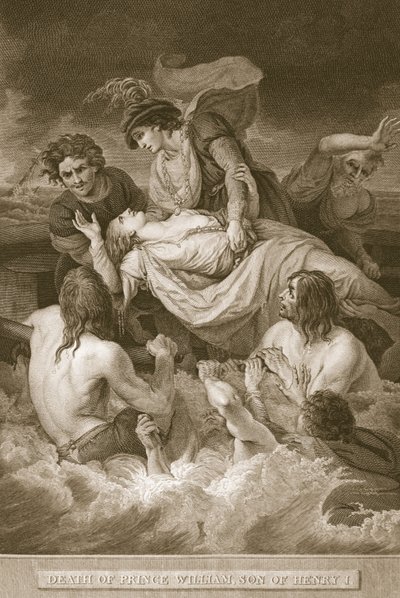 Death of Prince William, Son of Henry I, engraved by J. Stow, illustration from David Hume