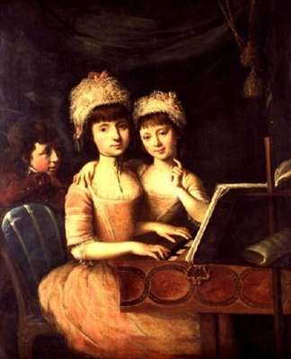 Portrait of the Children of the Governor of Honduras, Two Girls and a Boy at a Spinet by John Francis Rigaud