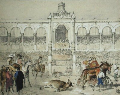 Seville Bullfight: Removing the Dead Bull from the Ring, from 