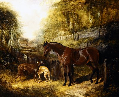 Pony and Greyhounds in a Landscape by John Frederick Herring Jnr