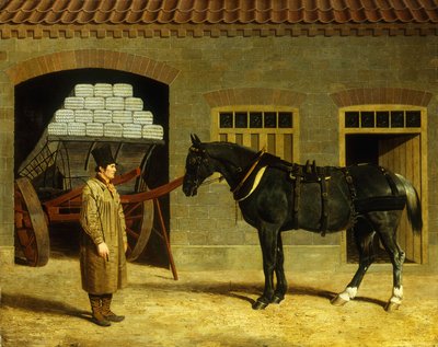 A Cart Horse and Driver Outside a Stable by John Frederick Herring Senior