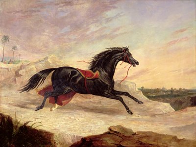 Arabs Chasing a Loose Arab Horse in an Eastern Landscape by John Frederick Herring Senior