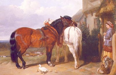 Carthorses by a Cottage Door by John Frederick Herring Senior