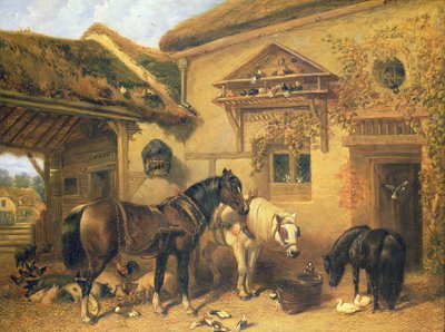 Cottage Door and Farmstead by John Frederick Herring Senior