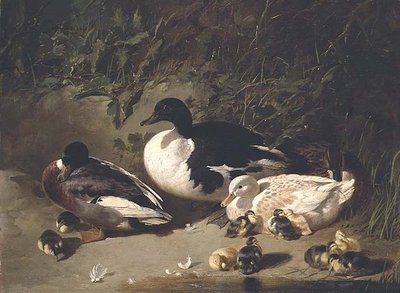 Ducks and Ducklings by a Pond by John Frederick Herring Senior