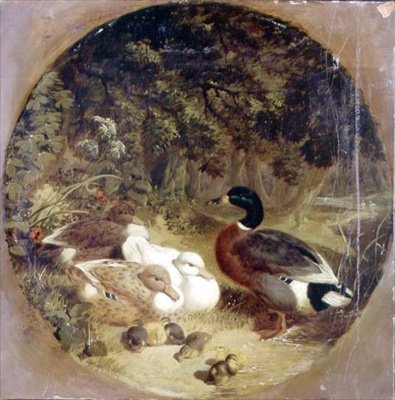 Ducks and Ducklings in a Wooded River Landscape by John Frederick Herring Senior