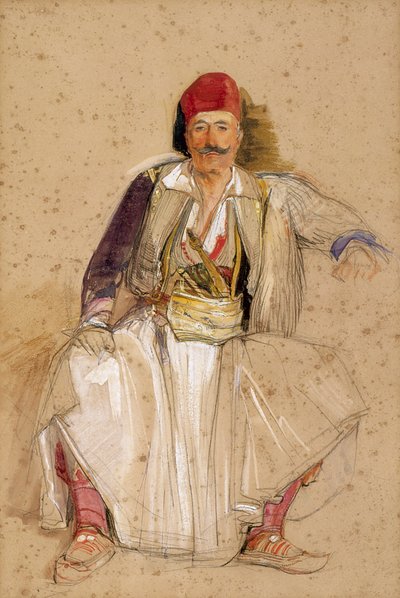 A Corfiote Warrior, Seated by John Frederick Lewis