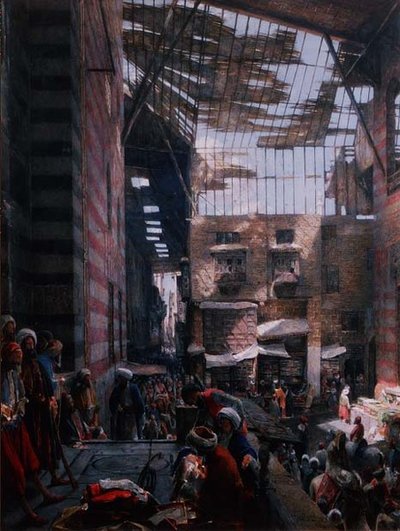 A View of the Street and Mosque of Ghooreyah, Cairo by John Frederick Lewis