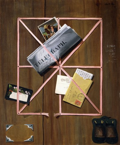 Rack Picture with Telegraph, Letter and Postcards by John Frederick Peto