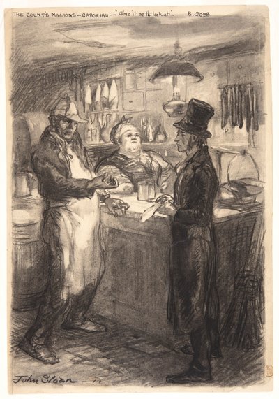 "What is this bill? Give it to me to look at." by John French Sloan