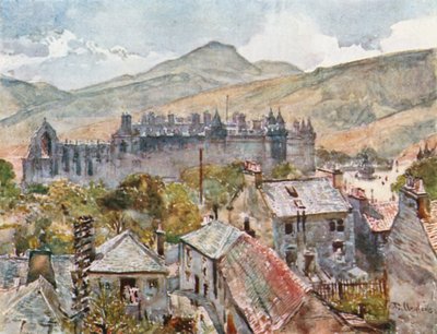 Holyrood Palace from the Public Gardens under Calton Hill by John Fulleylove