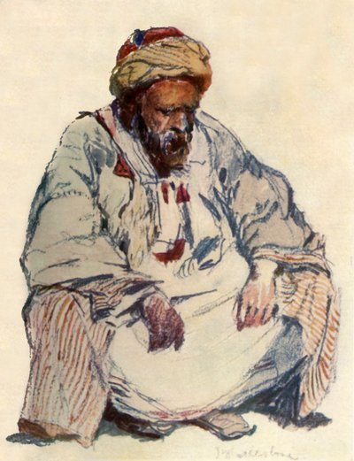 Seated Figure of Syrian Shepherd in Sheepskin Coat, 1902 by John Fulleylove