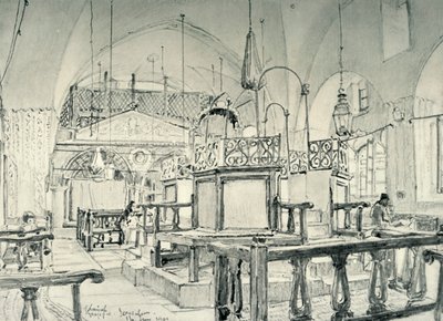 Spanish Synagogue in Jerusalem - Interior by John Fulleylove