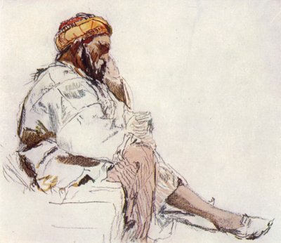 Syrian Peasant seated, in profile by John Fulleylove