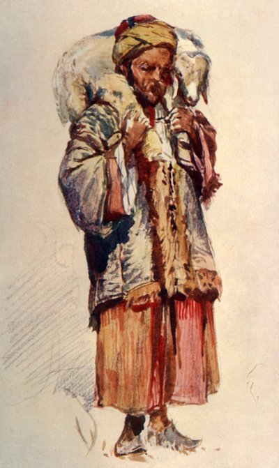 Syrian Shepherd Abu Mustapha Carrying a Lamb on His Shoulders by John Fulleylove
