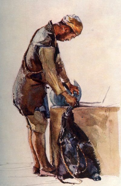 Water-Carrier Filling Skin, Jerusalem by John Fulleylove