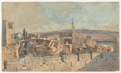 View of the Old City of Jerusalem, 2nd half 1800s by John Fullylove