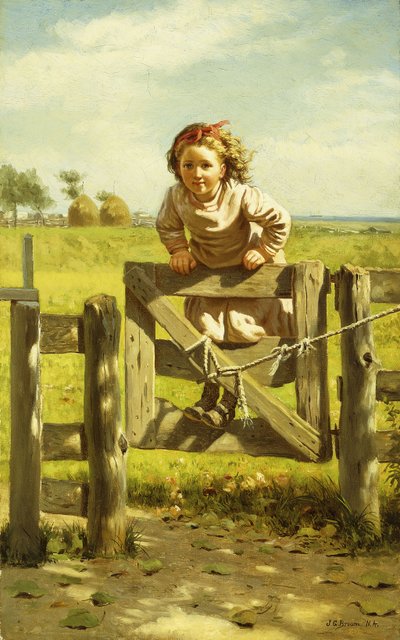 Young Girl Swinging on a Gate by John George Brown