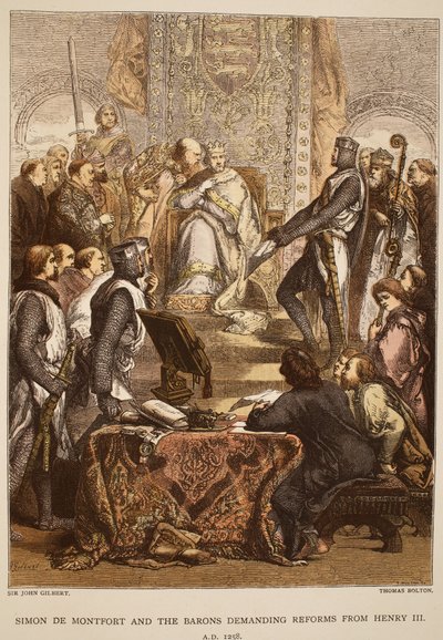Simon de Montfort and the Barons Demanding Reforms from Henry III, 1258, engraved by Thomas Bolton by John Gilbert