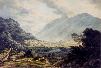 Near Capel Currig, with a view of Mount Snowdon, Wales by John Glover