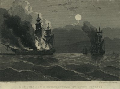 Burning of U.S. Merchantman by Rebel Pirates, 1865 by John Hamilton
