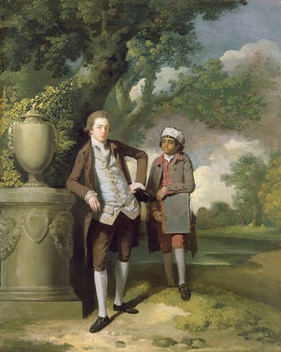 A Young Man with his Indian servant holding a portfolio by John Hamilton Mortimer