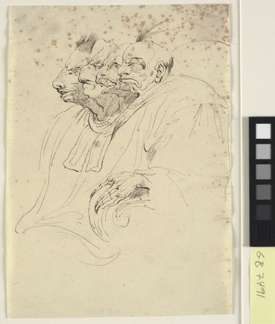 Caricature of Four Bestial Heads in Profile by John Hamilton Mortimer