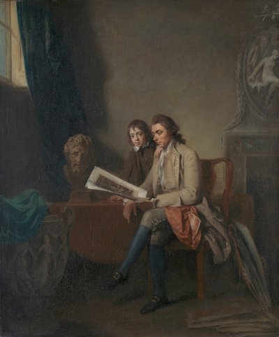 Portrait of a Man and a Boy Looking at Prints by John Hamilton Mortimer