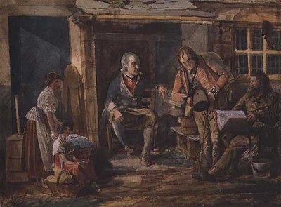 Group Including a Soldier Outside a Cottage Door by John Harden