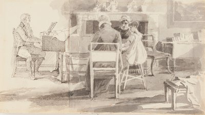 Man at the Piano with Three Others Seated by John Harden