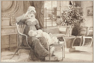 Mrs H with baby John William, 1814 by John Harden
