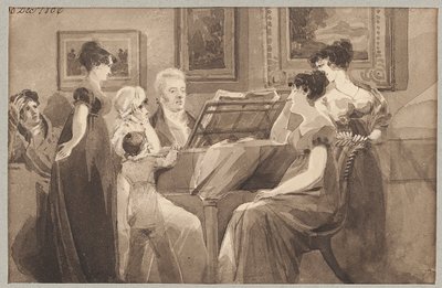 Singsong around a piano, 1806 by John Harden