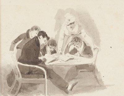 Two boys doing homework, 1811 by John Harden