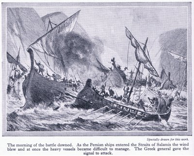 Battle of Salamis: As the Persian Ships Entered the Straits of Salamis the Wind Blew and They Became Difficult to Manage by John Harris Valda