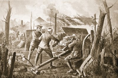 Bombardier Harlock laying his gun after having been twice wounded by John Harris Valda