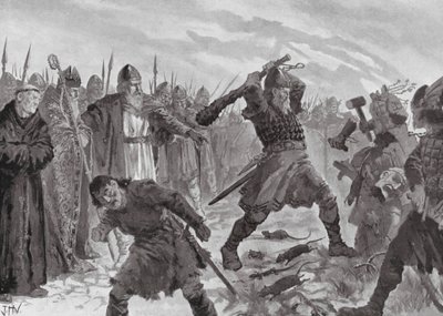 King Olav the Saint Breaking the Image of the God Mor by John Harris Valda