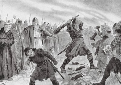 King Olav the Saint breaking the Image of the God Mor by John Harris Valda