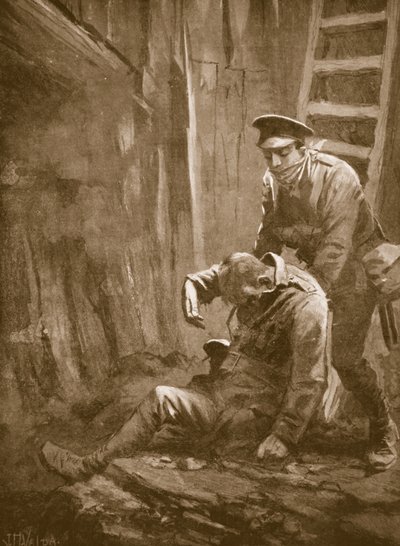 Private T. Doswell Rescuing an Officer from a Mine by John Harris Valda