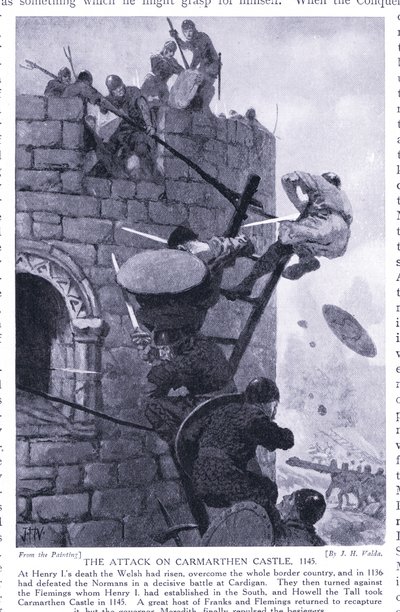The Attack on Carmarthen Castle AD1136 by John Harris Valda