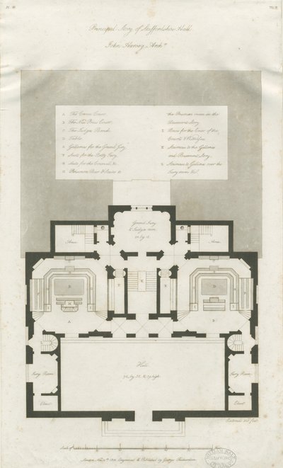 Stafford - Plan of Principal Storey of Shire Hall by John Harvey