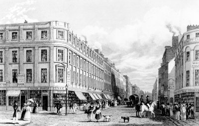 Market Street from the Market Place, Manchester, engraved by Frederick James Havell, 1829 by John Harwood